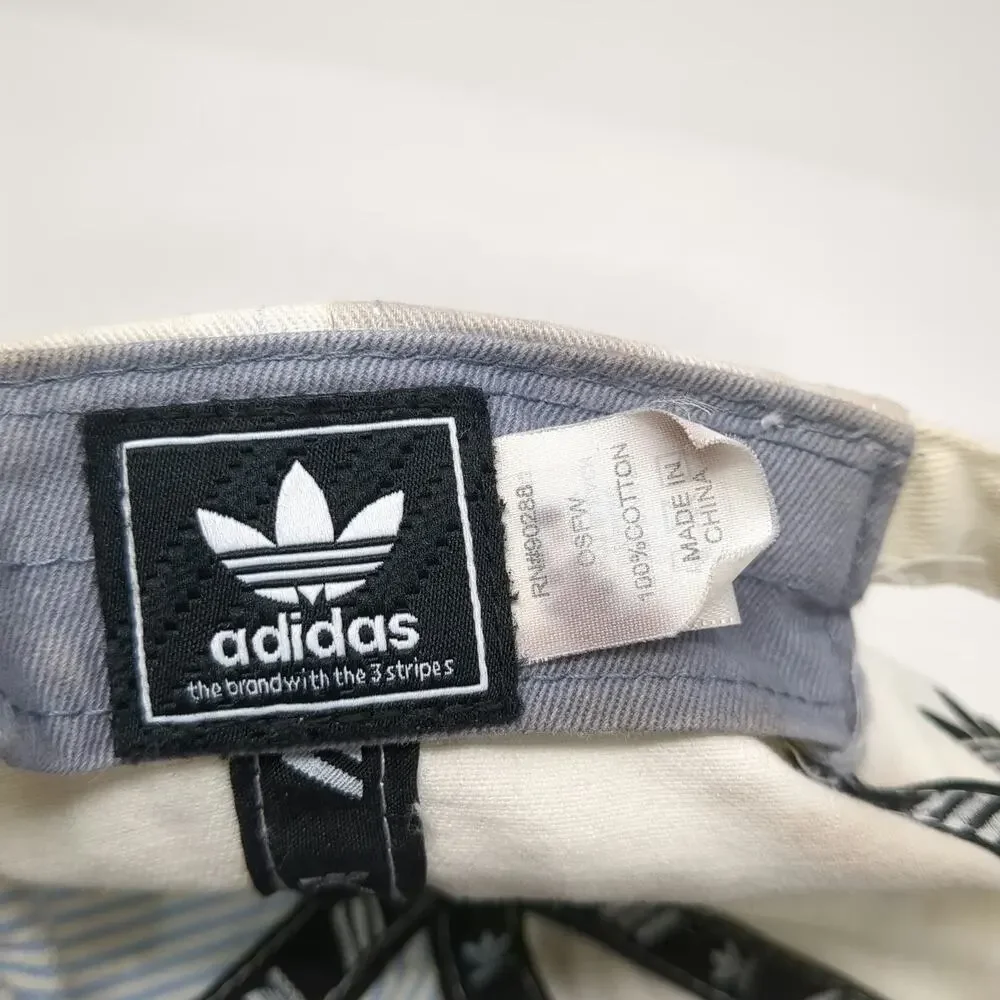 Adidas Baseball Cap White One Size Trefoil Logo Slideback Cotton Embroidered Hat